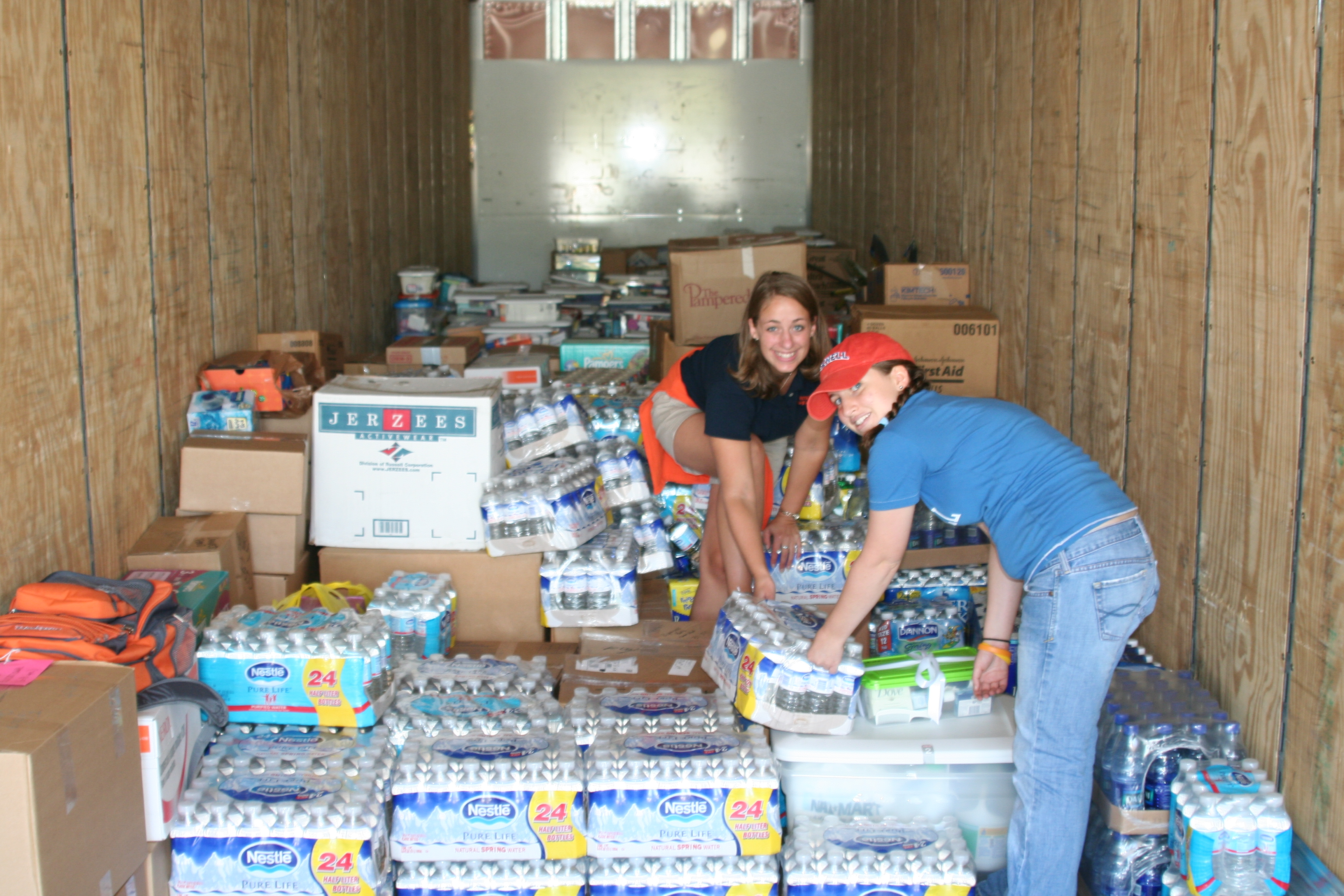 Liz and Ryan with a Katrina relief trailer
