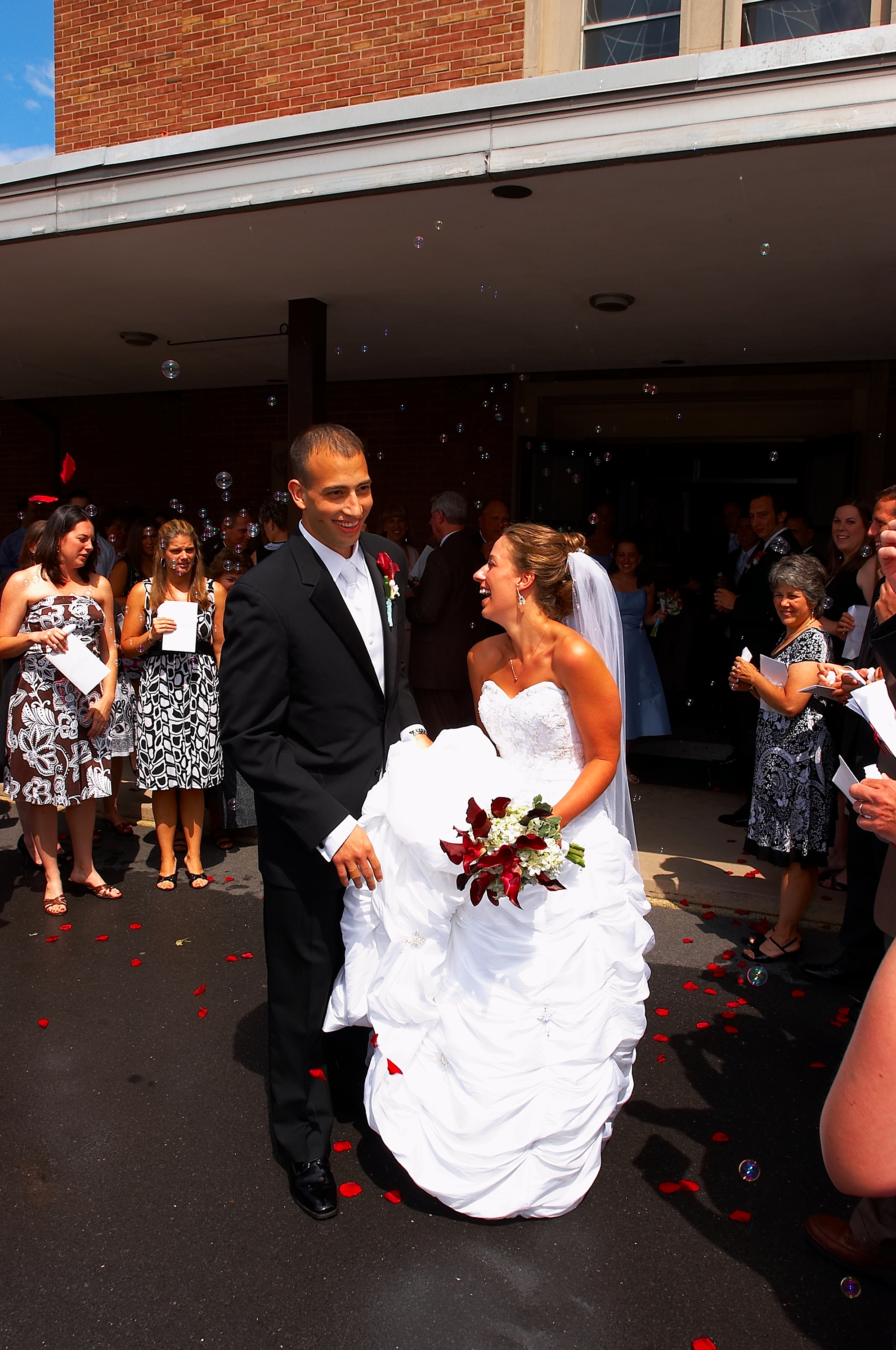 Liz and Ryan celebrating their wedding