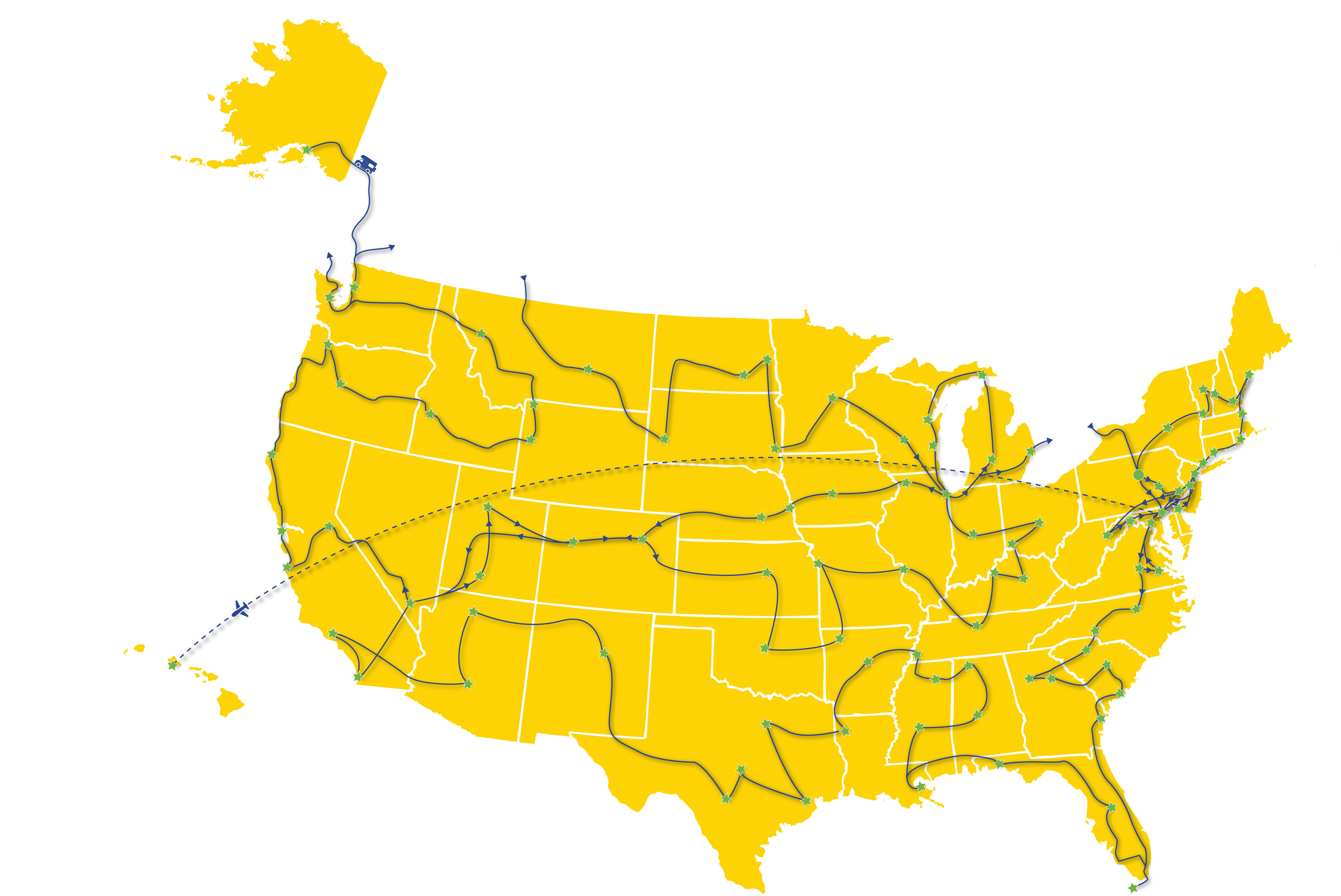 Amazing Marriage Adventure route map across all 50 states