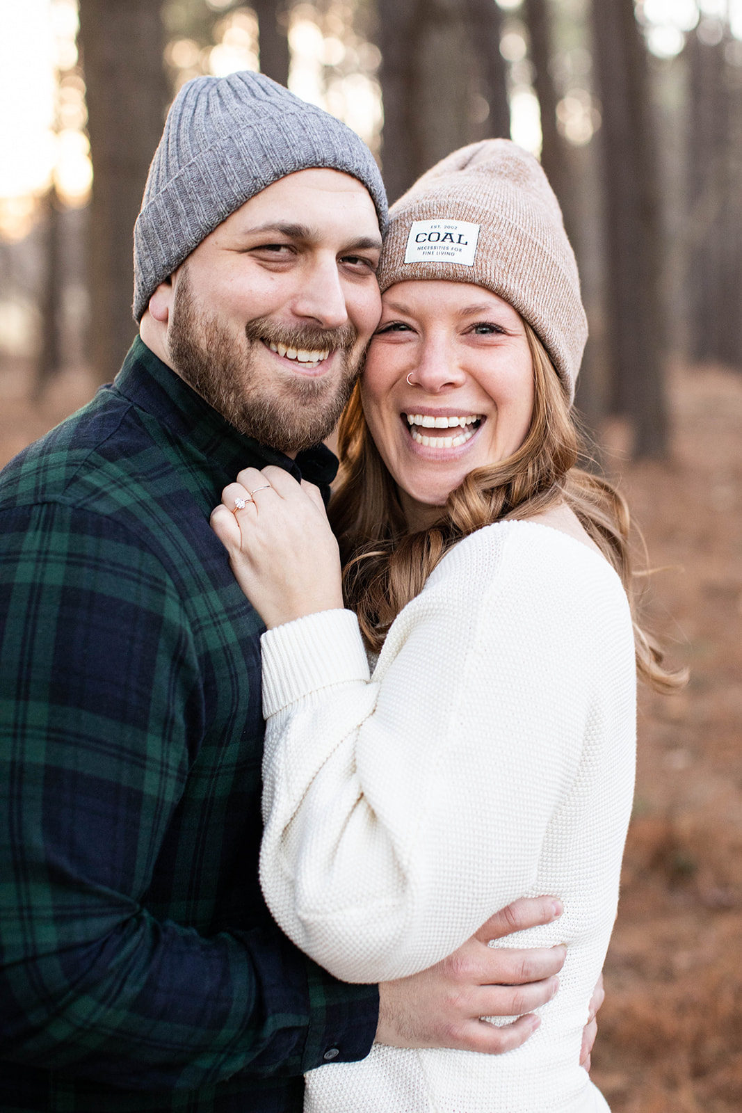 Engaged couple in golden light