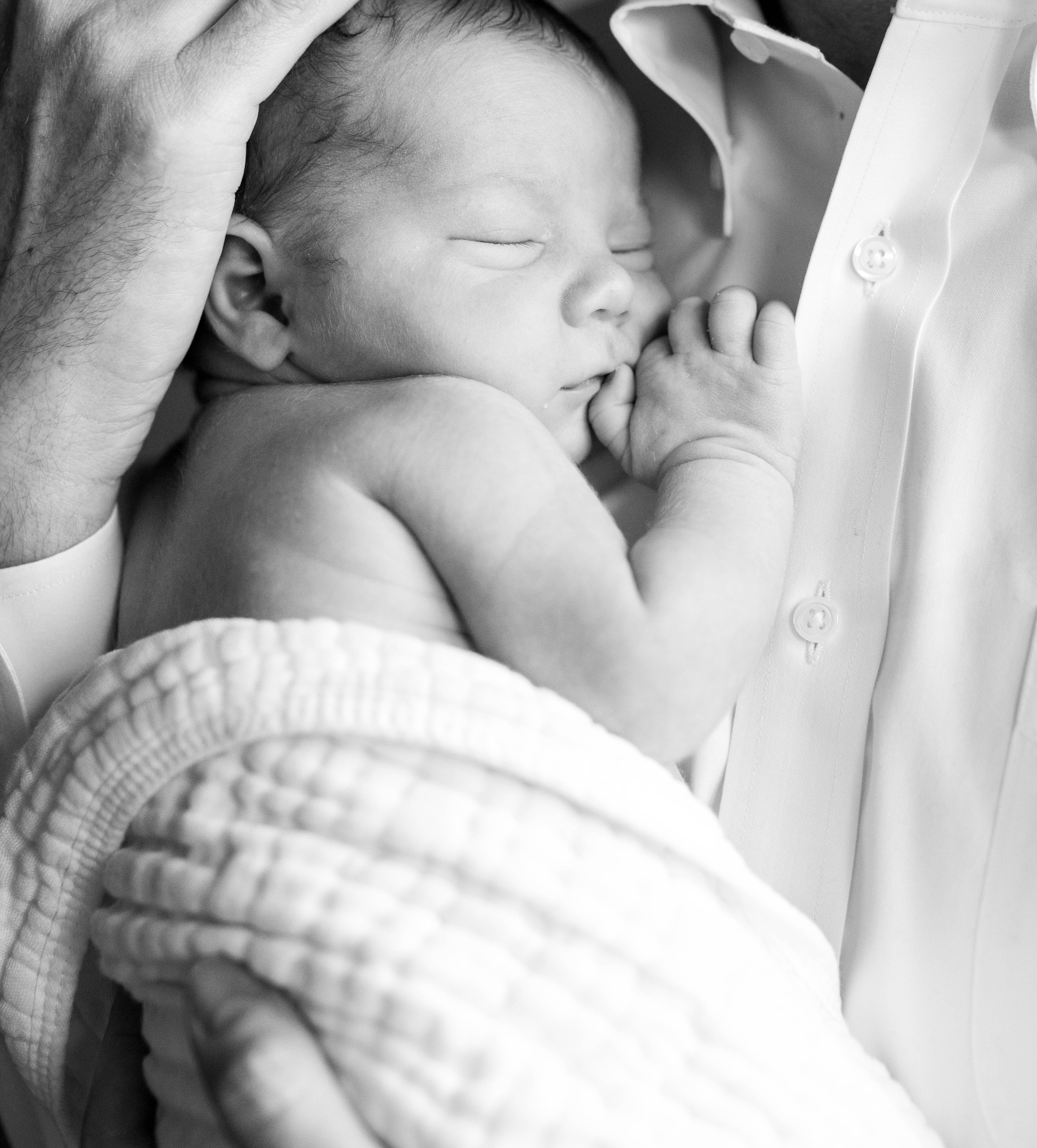Newborn portrait in black and white